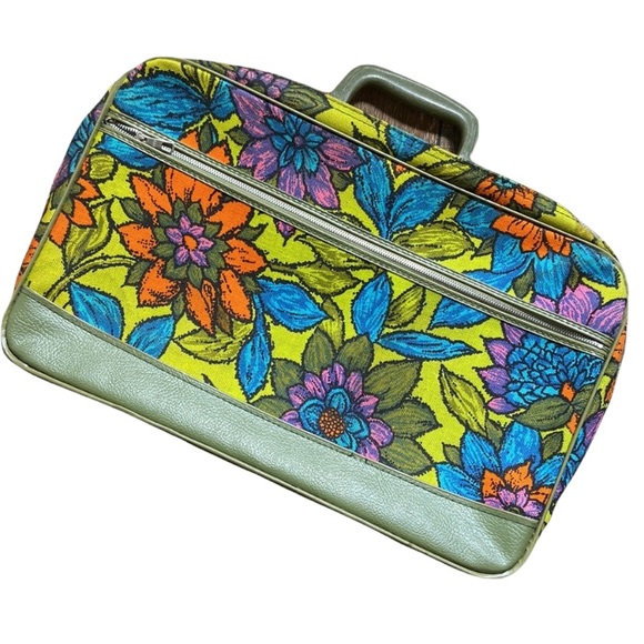 W. P. Hemenway Co Vintage Boho Floral Woven Carryon Suitcase - Picture 1 of 16